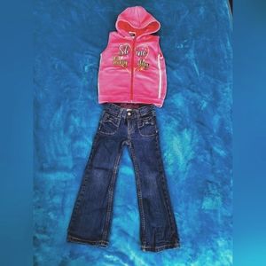 Girls 4T Outfit Boot Cut Jeans and Sleeveless Hoodie